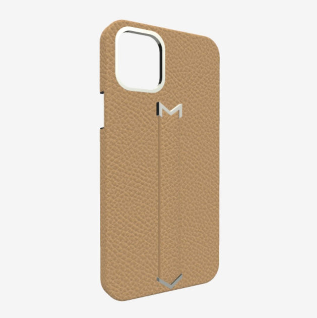 Gold Finger Strap Case for iPhone 14 Plus in Genuine Calfskin and