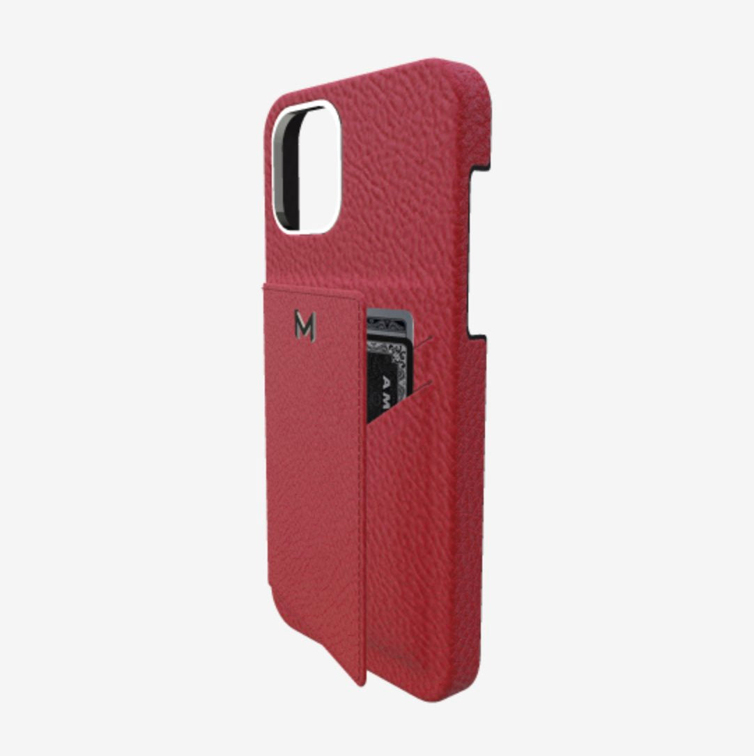 stylish calf leather wallet case for iPhone 13 Pro bordeaux