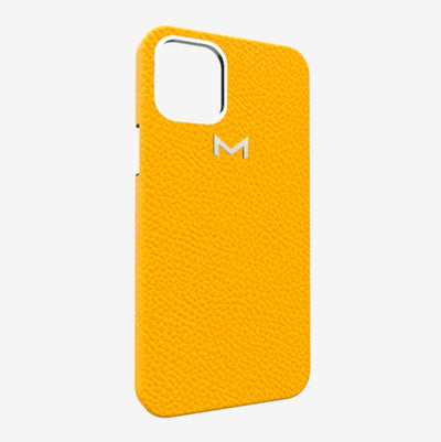 Classic Case for iPhone 12 mini in Genuine Calfskin Sunny Yellow Steel 316 