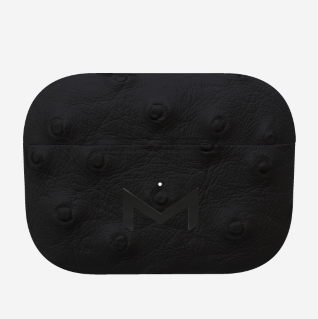 Black LV Solid Leather Airpods Case